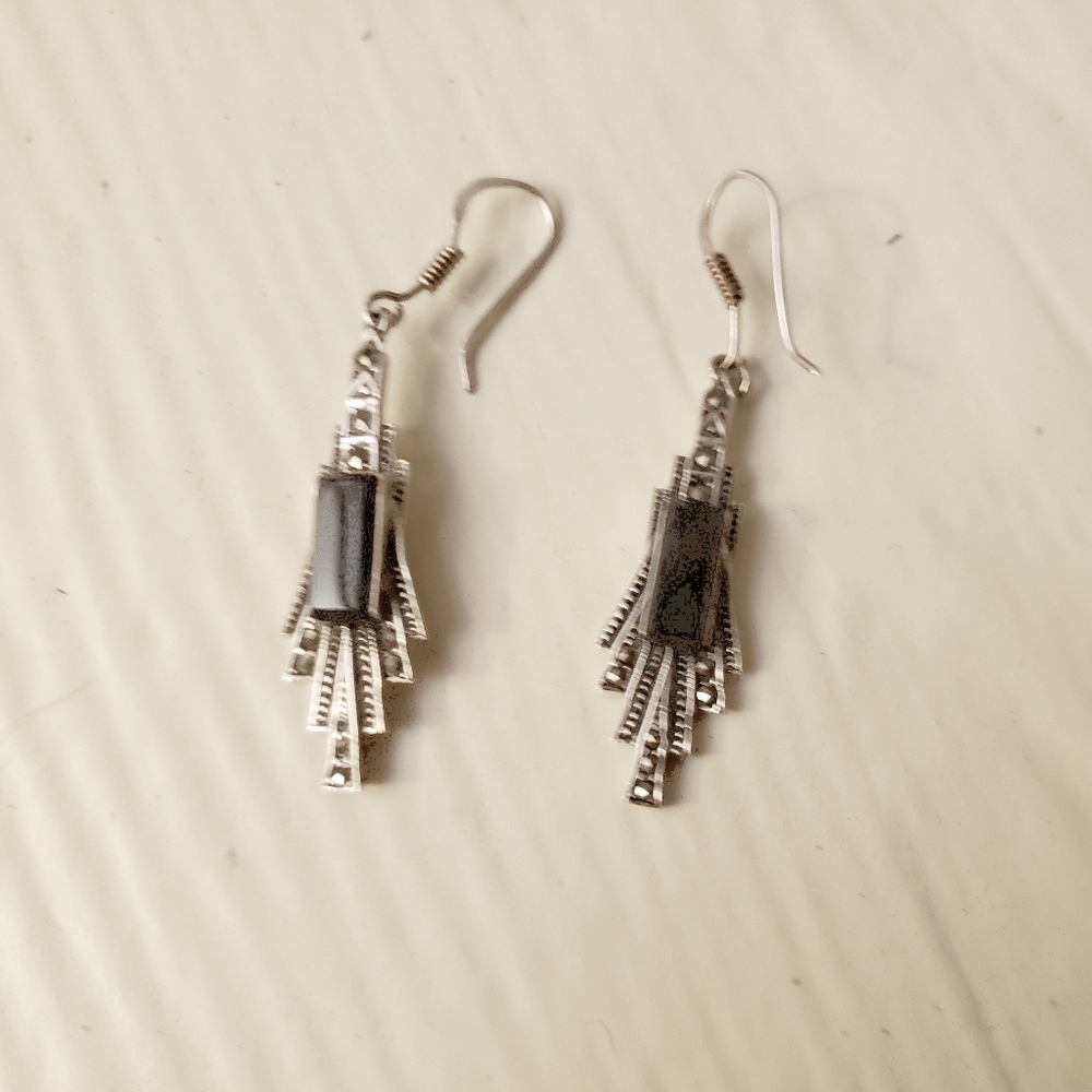 Sterling Silver Onyx Earrings